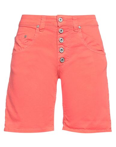 Please Woman Denim Shorts Coral Size S Cotton, Elastane In Red