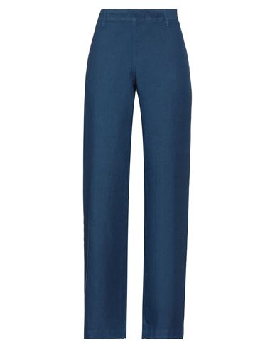120% Woman Pants Navy Blue Size 4 Linen