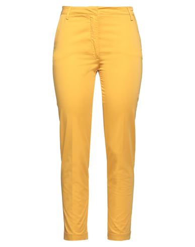 Manila Grace Woman Pants Ocher Size 4 Cotton, Elastane In Yellow