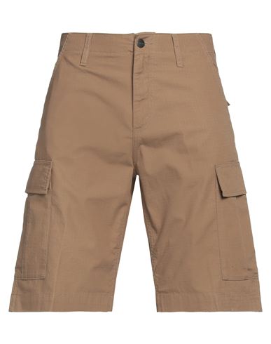 Shop Carhartt Wip Man Shorts & Bermuda Shorts Camel Size 31 Cotton In Beige