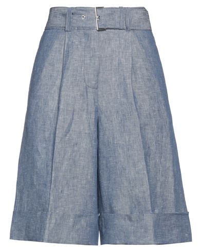 Peserico Woman Shorts & Bermuda Shorts Blue Size 12 Linen