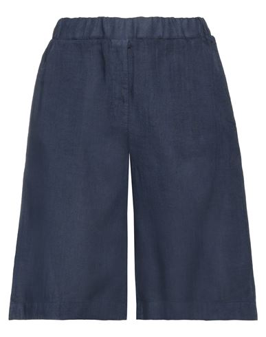 La Fileria Woman Shorts & Bermuda Shorts Navy Blue Size 2 Linen