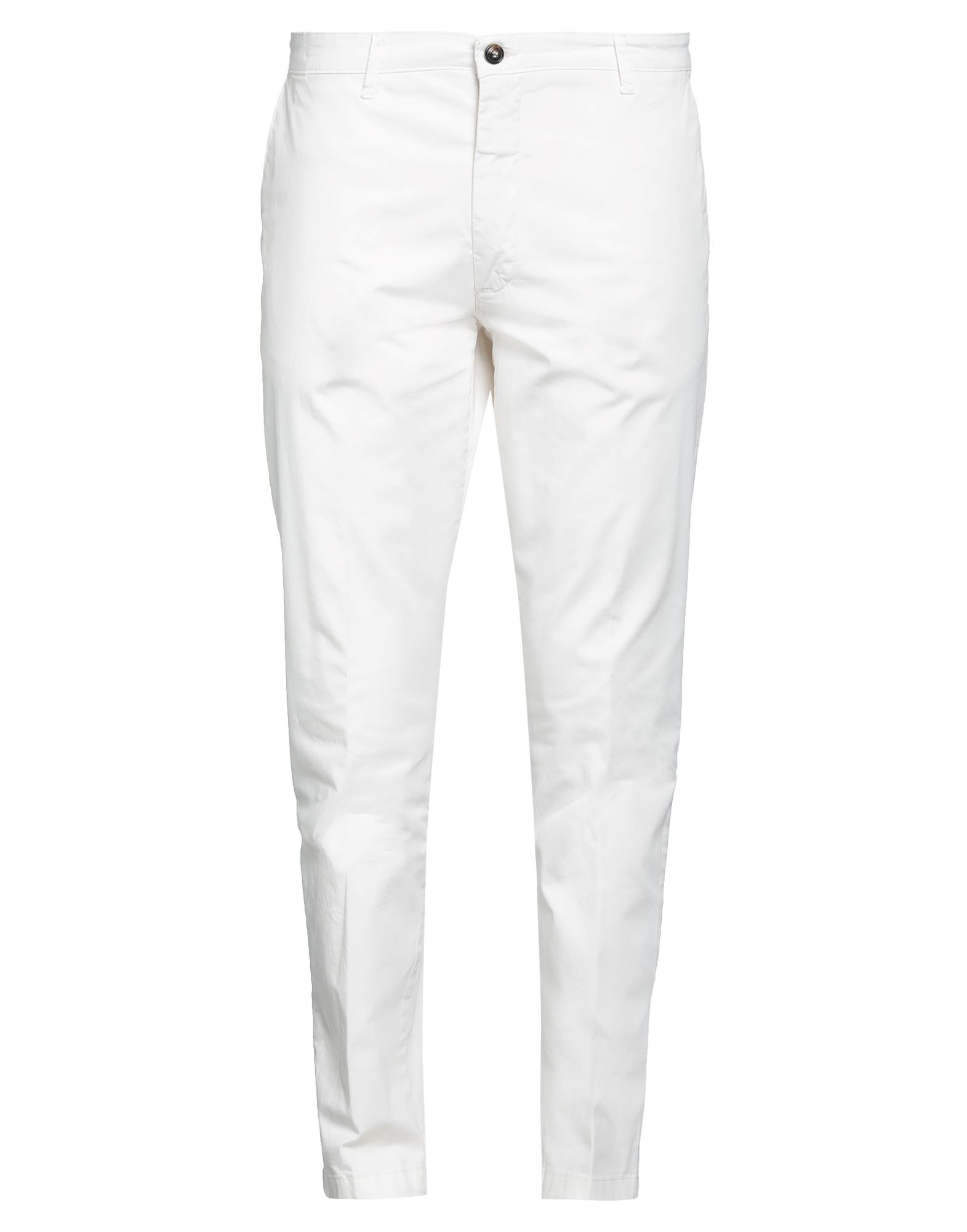 Les Copains Man Pants Ivory Size 40 Cotton, Elastane In White