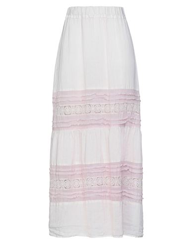 120% Woman Long Skirt Light Pink Size 2 Linen