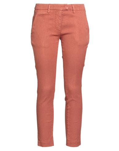 Dondup Woman Pants Rust Size 30 Linen, Lyocell, Elastane In Brown