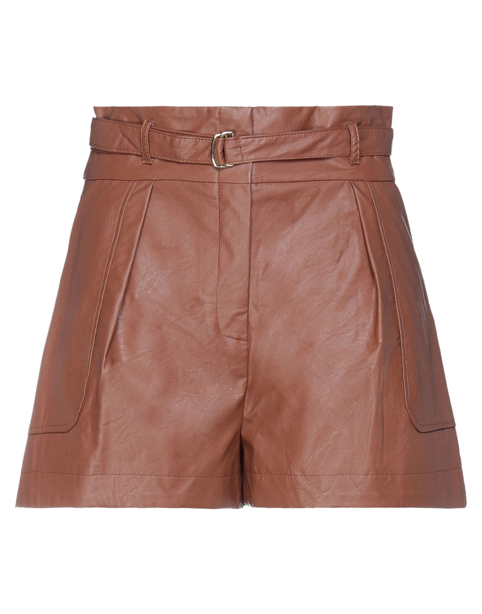 Vicolo Woman Shorts & Bermuda Shorts Brown Size L Polyurethane, Viscose
