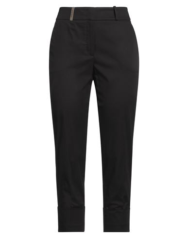 Peserico Easy Woman Pants Black Size 12 Cotton, Elastane In Black