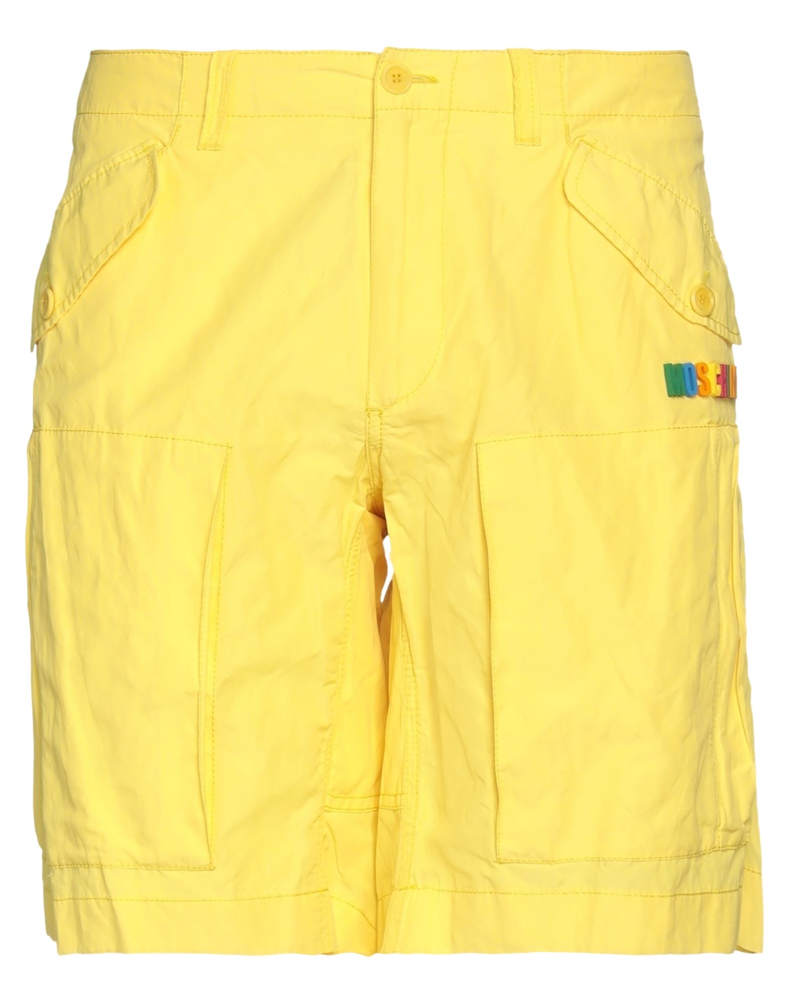 Moschino Man Shorts & Bermuda Shorts Yellow Size 34 Polyamide, Cotton, Metallic Fiber