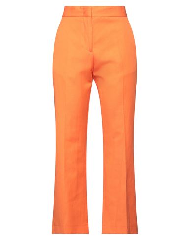 Shop Msgm Woman Pants Orange Size 4 Cotton, Linen