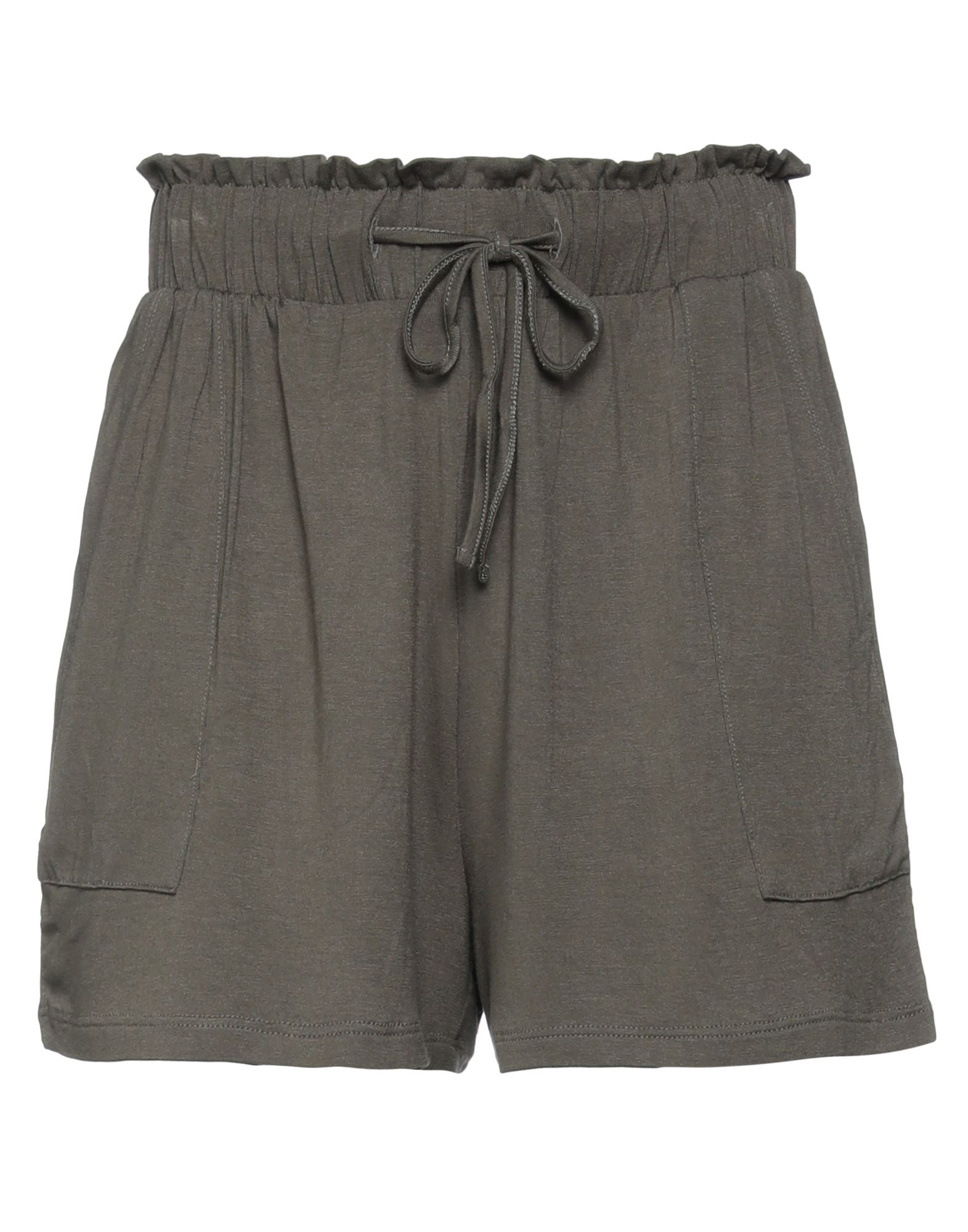 Shop Pieces Woman Shorts & Bermuda Shorts Dark Green Size M Viscose, Elastane