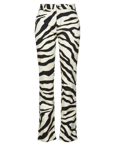 Just Cavalli Woman Jeans Ivory Size 28 Cotton, Elastane, Bovine Leather In White
