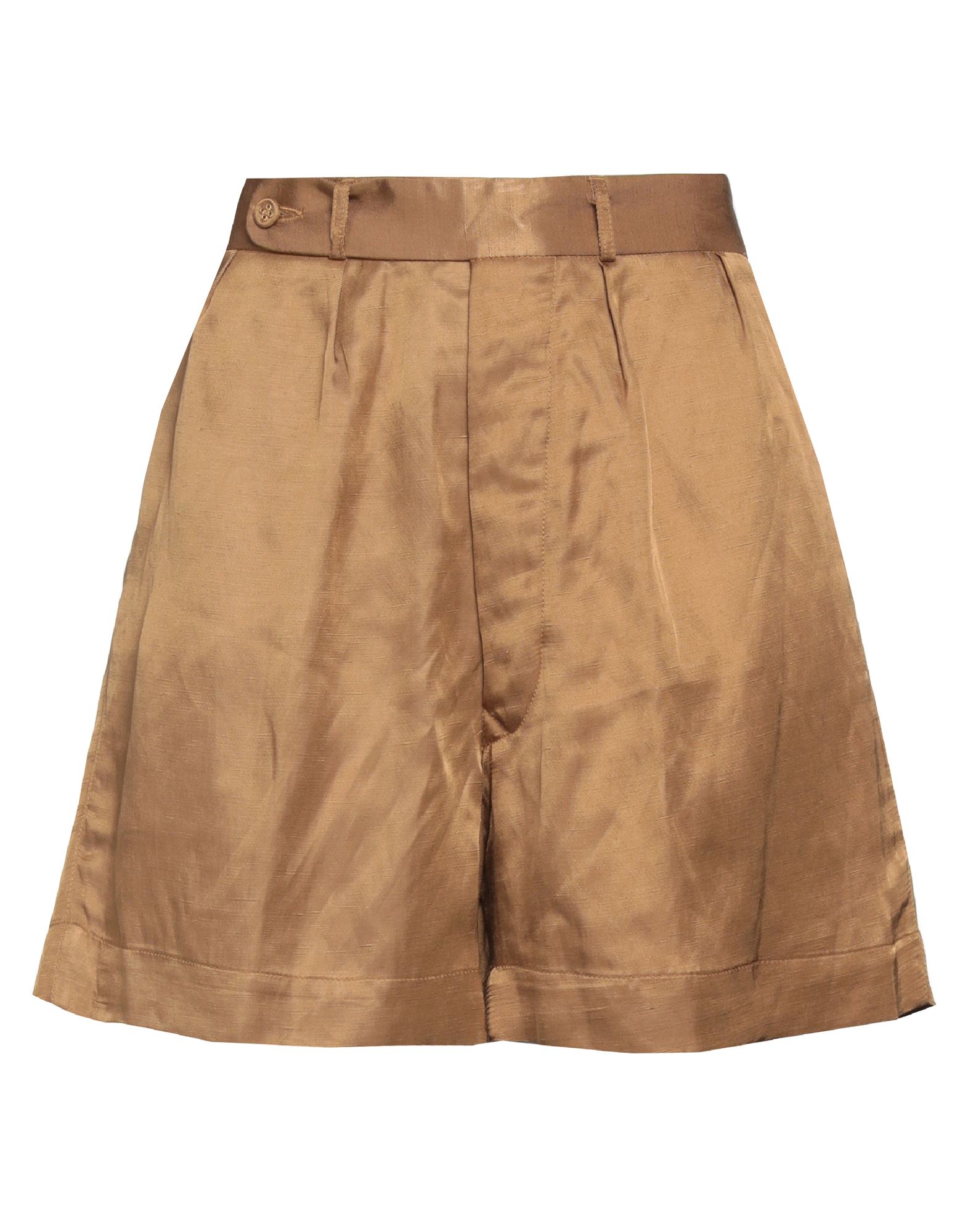 True Nyc Woman Shorts & Bermuda Shorts Camel Size 29 Viscose, Linen In Beige