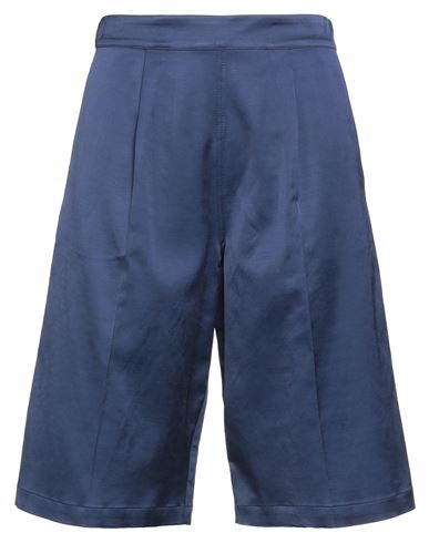Semicouture Woman Shorts & Bermuda Shorts Midnight Blue Size 6 Viscose, Cotton, Silk, Elastane