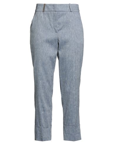 Peserico Woman Pants Navy Size 4 Virgin Wool, Linen In Blue