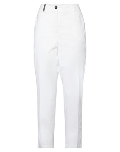 Peserico Woman Pants Off White Size 2 Cotton, Elastane, Soft Leather