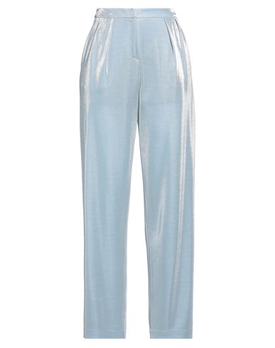 Emporio Armani Woman Pants Sky Blue Size 12 Viscose, Metallic Fiber