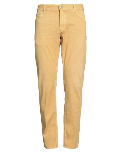 Shop Care Label Man Jeans Mustard Size 30 Cotton, Elastane In Yellow