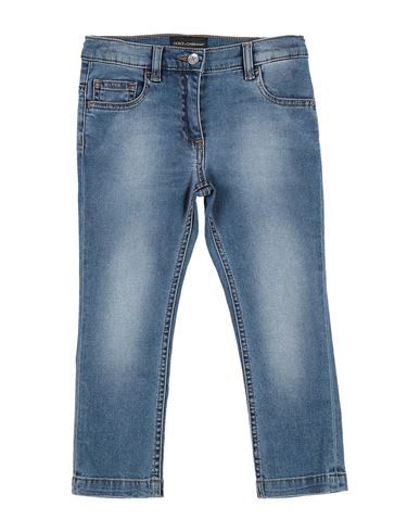 Dolce & Gabbana Babies'  Toddler Girl Jeans Blue Size 7 Cotton, Elastane, Bovine Leather