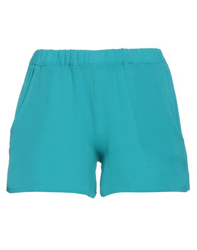 Fracomina Woman Shorts & Bermuda Shorts Turquoise Size L Polyester, Elastane In Blue