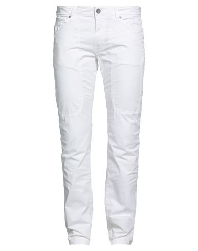 Jeckerson Man Pants White Size 38 Cotton, Elastane In Beige