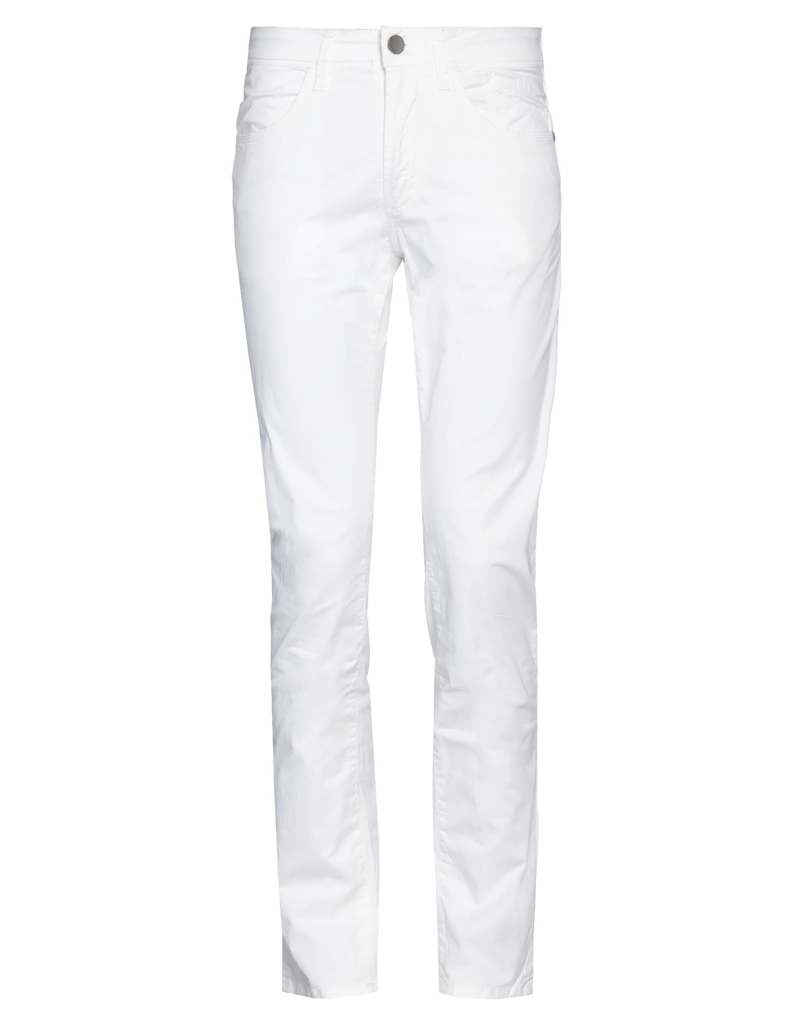 Shop Jeckerson Man Pants White Size 32 Cotton, Elastane