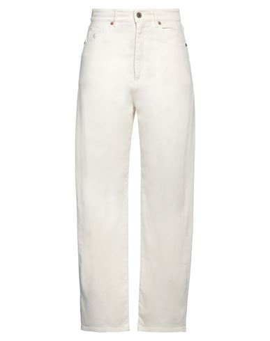 Avantgar Denim By European Culture Woman Pants Ivory Size 30 Cotton, Polyester, Elastane In White