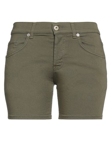 Dondup Woman Denim Shorts Military Green Size 25 Cotton, Elastomultiester, Elastane