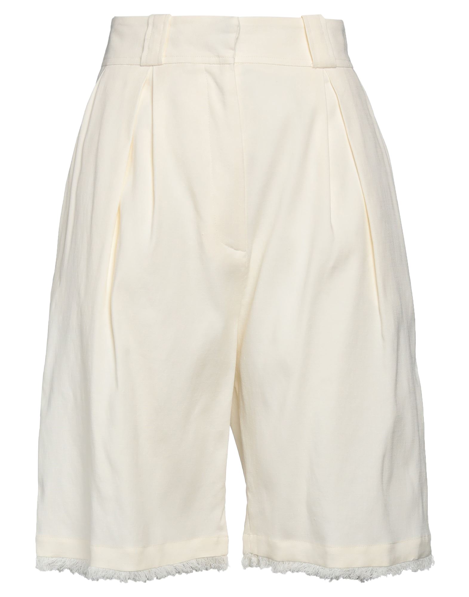 Shop Antonelli Woman Shorts & Bermuda Shorts Ivory Size 4 Linen, Cotton, Polyamide, Elastane In White