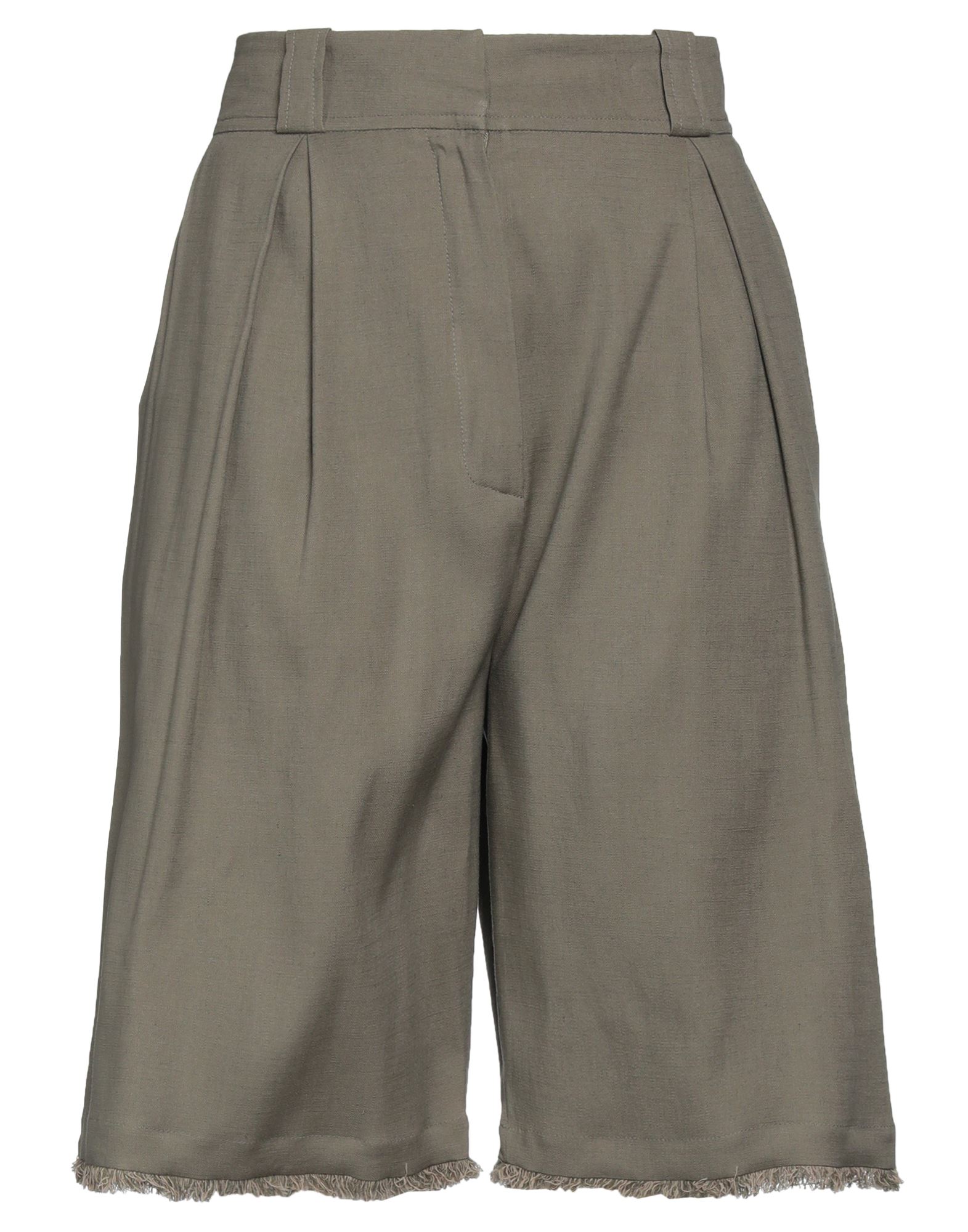 Antonelli Woman Shorts & Bermuda Shorts Military Green Size 8 Linen, Cotton, Polyamide, Elastane