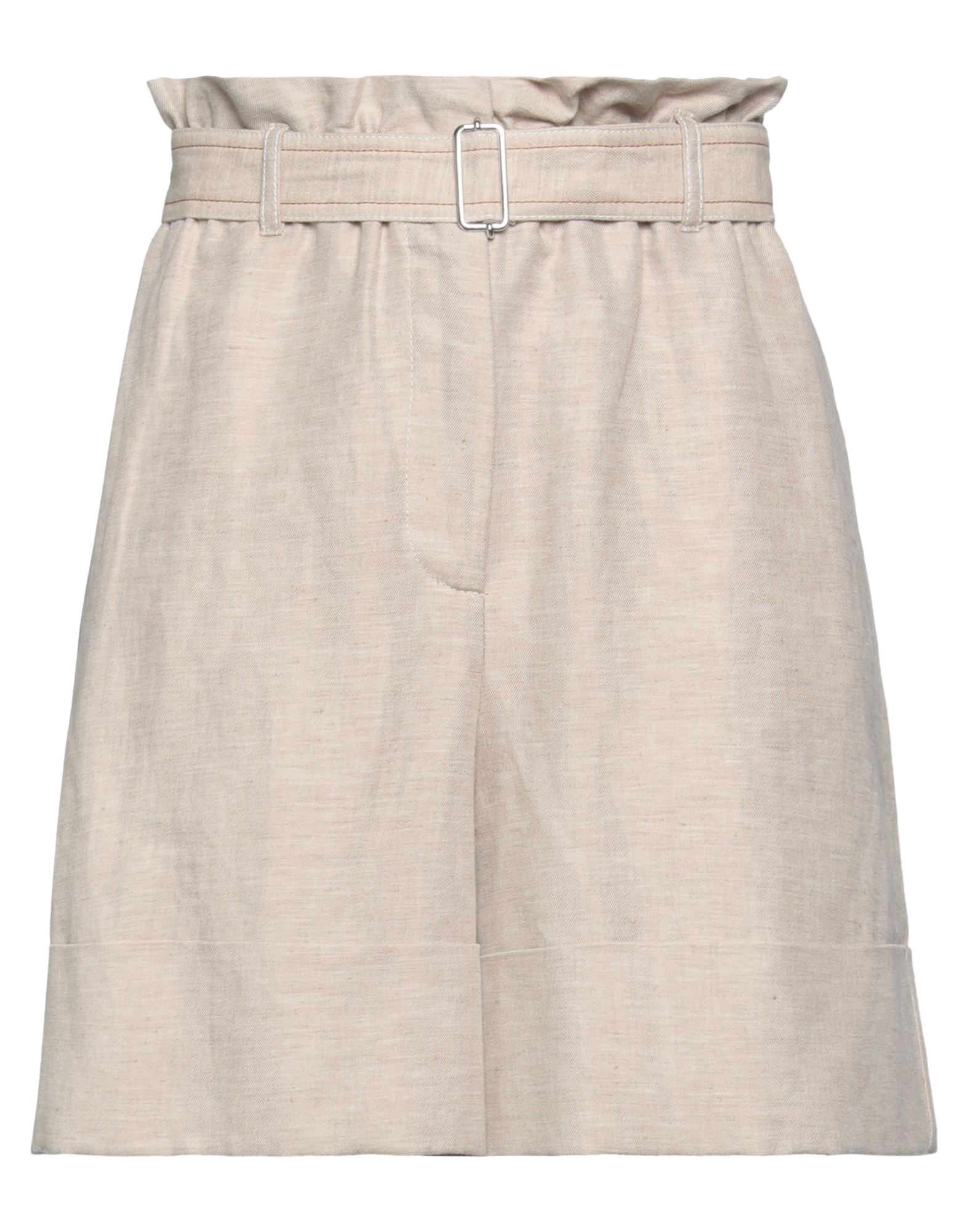 BEATRICE B BEATRICE .B WOMAN SHORTS & BERMUDA SHORTS SAND SIZE 2 LINEN, COTTON