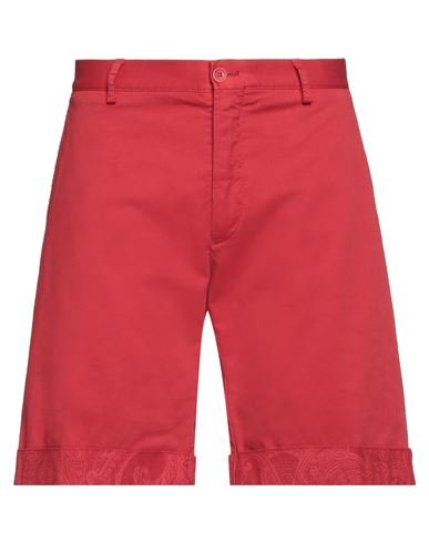 Shop Etro Man Shorts & Bermuda Shorts Red Size 38 Cotton, Elastane
