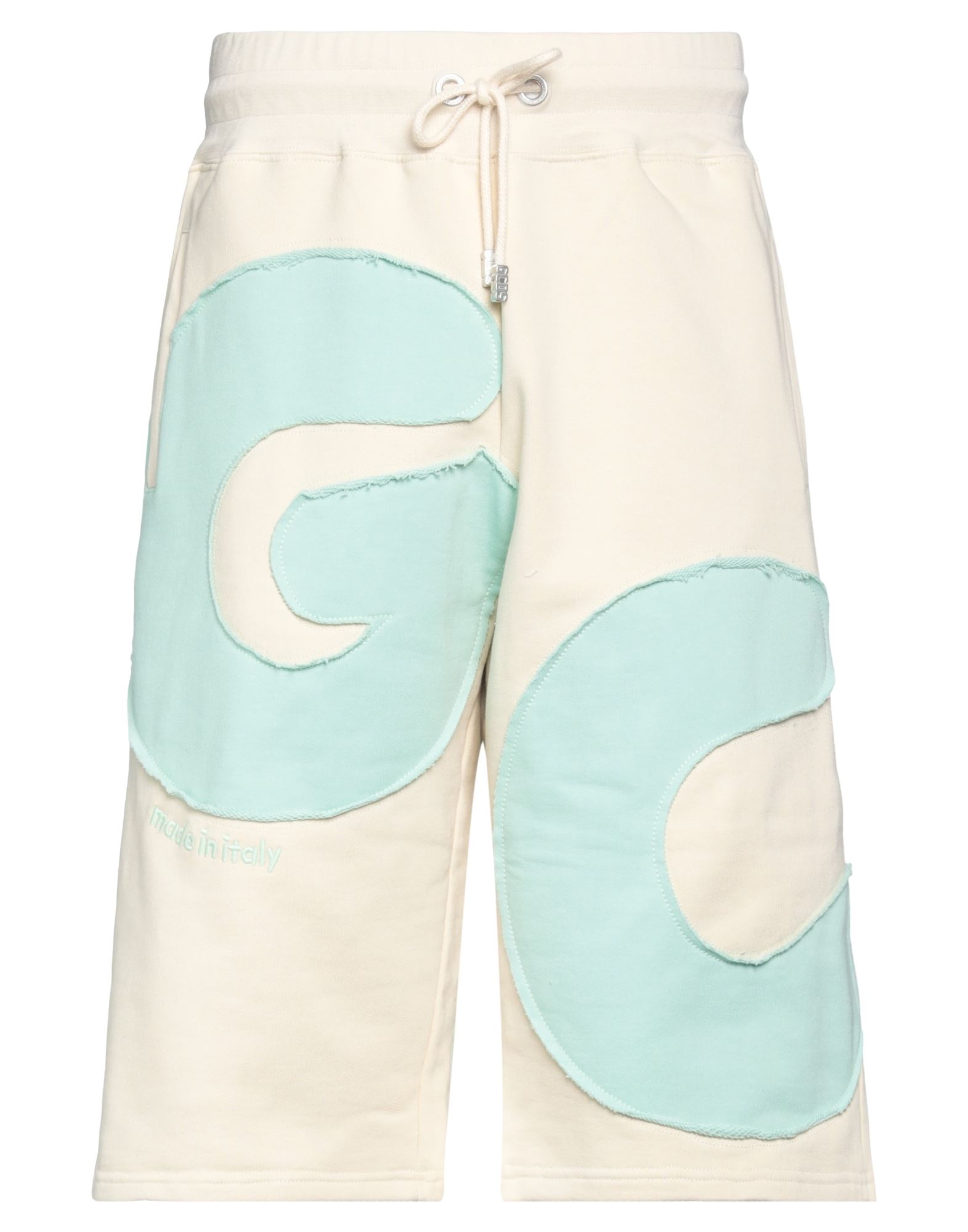 Gcds Andy Logo Oversized Sweatshorts Man Shorts & Bermuda Shorts Beige Size L Cotton