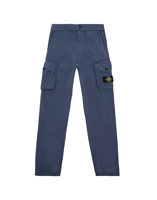 STONE ISLAND JUNIOR 30701 COTTON/POLYESTER CANVAS_GARMENT DYED TROUSERS メンズ マリンブルー