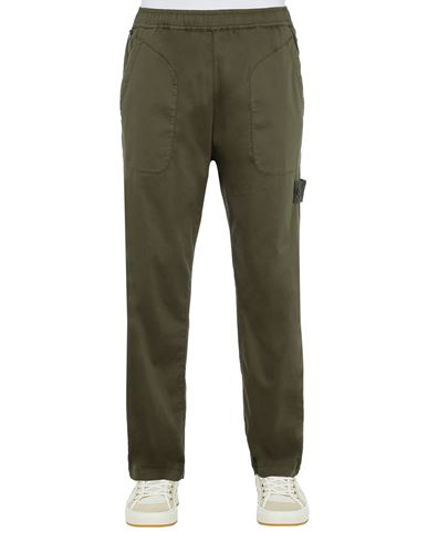 STONE ISLAND 312F2 STRETCH COTTON LYOCELL SATIN_GHOST PIECE_GARMENT DYED TROUSERS Man Military Green CAD 417