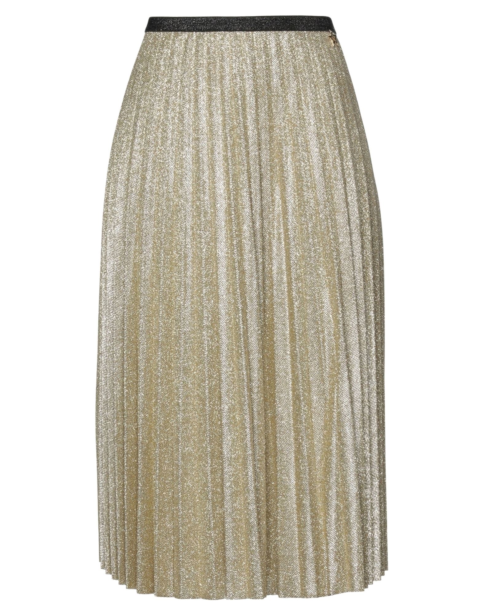 Shop ★ Art Woman Midi Skirt Gold Size S Polyester, Viscose, Elastane