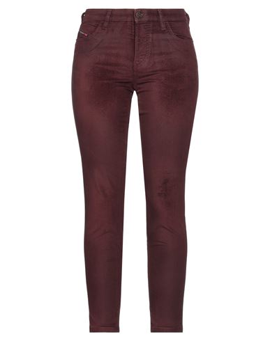 Shop Diesel Woman Jeans Burgundy Size 27w-32l Cotton, Polyester, Elastane, Bovine Leather In Red