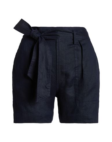 Shop Lauren Ralph Lauren Belted Linen Short Woman Shorts & Bermuda Shorts Navy Blue Size 8 Linen