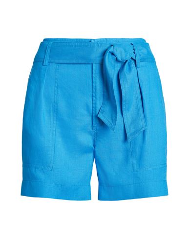 Lauren Ralph Lauren Belted Linen Short Woman Shorts & Bermuda Shorts Azure Size 8 Linen In Blue