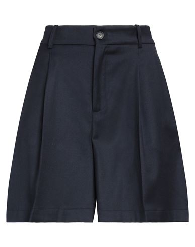 Semicouture Woman Shorts & Bermuda Shorts Midnight Blue Size 8 Virgin Wool, Polyester, Viscose, Elas