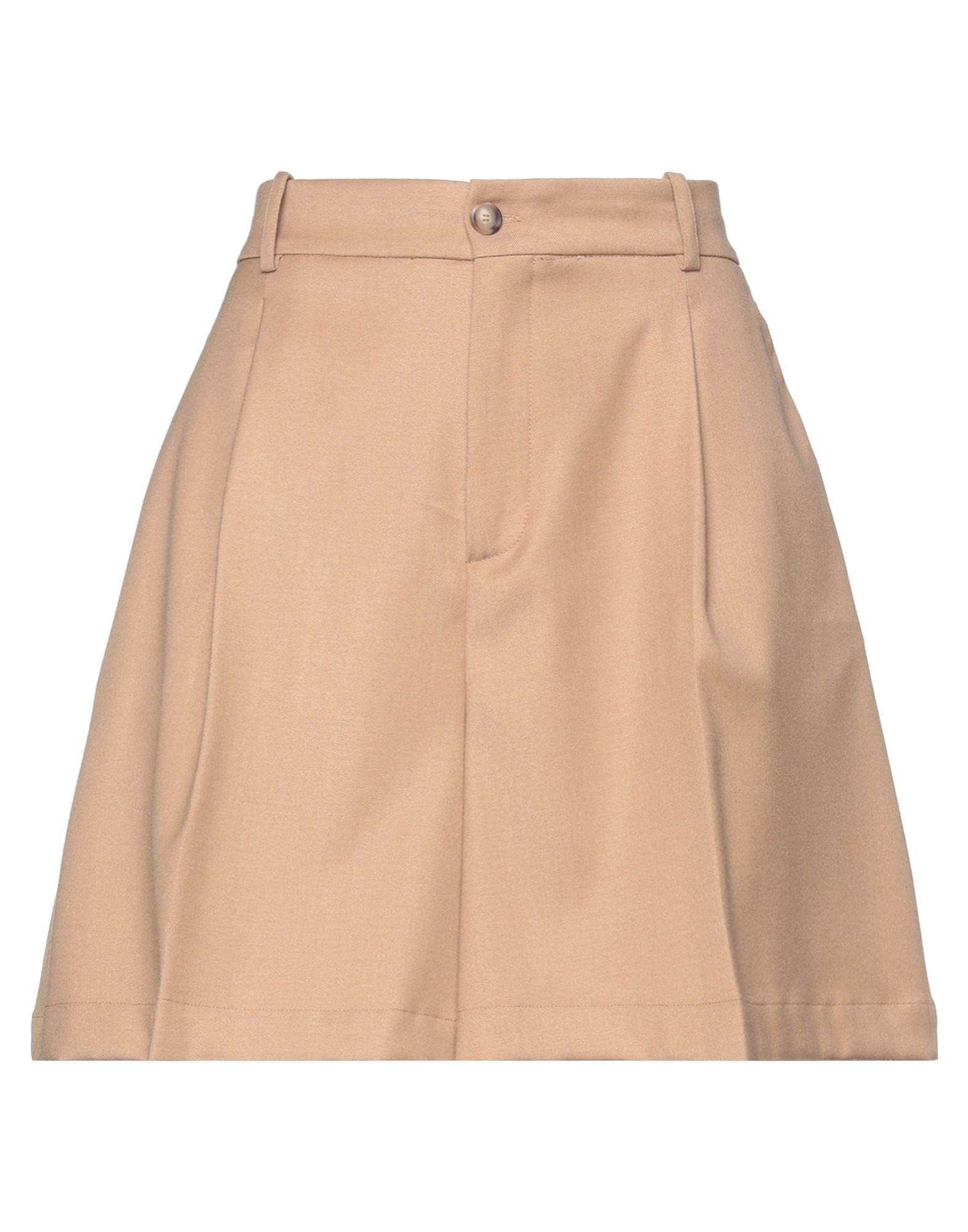 Semicouture Woman Shorts & Bermuda Shorts Camel Size 8 Virgin Wool, Polyester, Viscose, Elastane In Beige