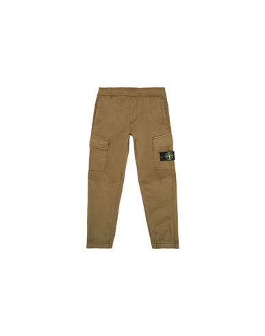 STONE ISLAND KIDS 30812 STRETCH COTTON/WOOL SATIN_GARMENT DYED_ REGULAR TAPERED TROUSERS Man Military Green EUR 179