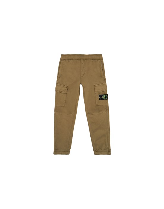  STONE ISLAND KIDS 30812 STRETCH COTTON/WOOL SATIN_GARMENT DYED_ REGULAR TAPERED TROUSERS Man Military Green