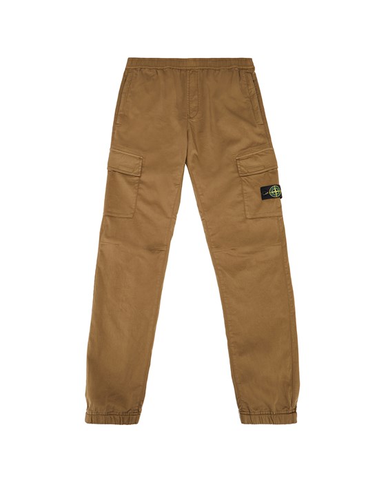 TROUSERS 30812 STRETCH COTTON/WOOL SATIN_GARMENT DYED_ REGULAR TAPERED STONE ISLAND JUNIOR - 0