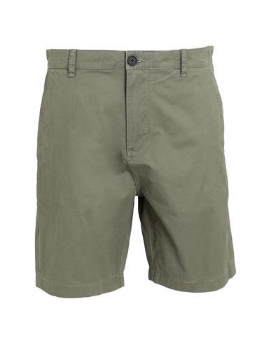 Shop Selected Homme Man Shorts & Bermuda Shorts Military Green Size Xxl Organic Cotton, Cotton, Elastane