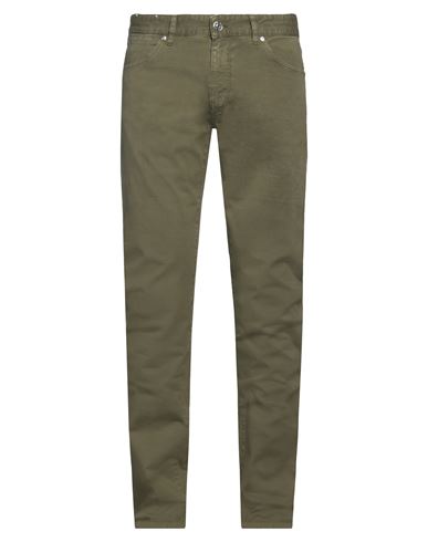 Pt Torino Man Pants Military Green Size 38 Cotton, Elastane
