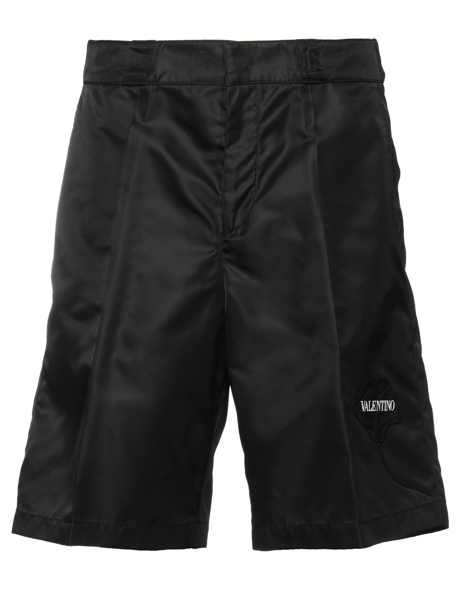 Valentino Black Nylon Garden Bermuda Shorts In Black