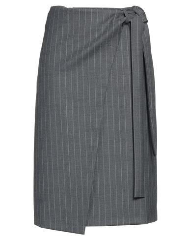 Msgm Woman Midi Skirt Lead Size 4 Recycled Polyester, Virgin Wool, Elastane In Grey