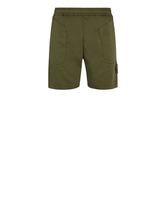Sold out - STONE ISLAND L13F2 STRETCH COTTON LYOCELL SATIN_GHOST PIECE_GARMENT DYED Bermuda Man Military Green