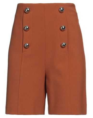 Simona Corsellini Woman Shorts & Bermuda Shorts Tan Size 4 Polyester, Viscose, Cotton, Elastane In Brown