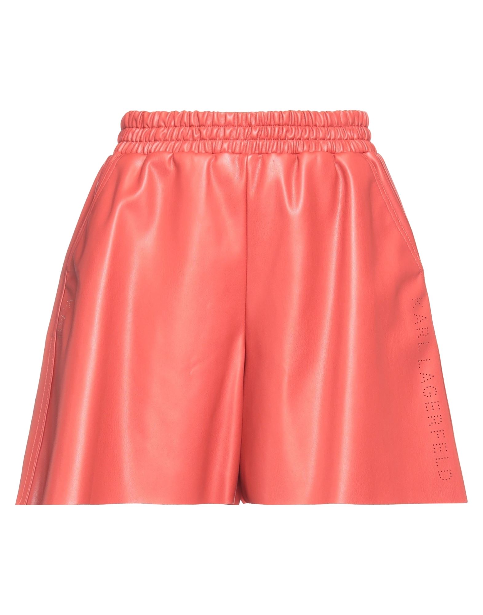 Karl Lagerfeld Perforated Faux Leather Shorts Woman Shorts & Bermuda Shorts Brick Red Size 8 Polyest